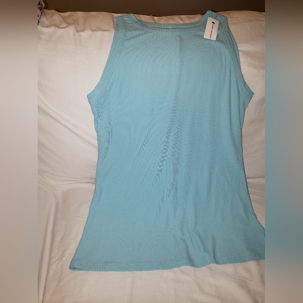 Lane Bryant Light Blue Ribbed Tank Top